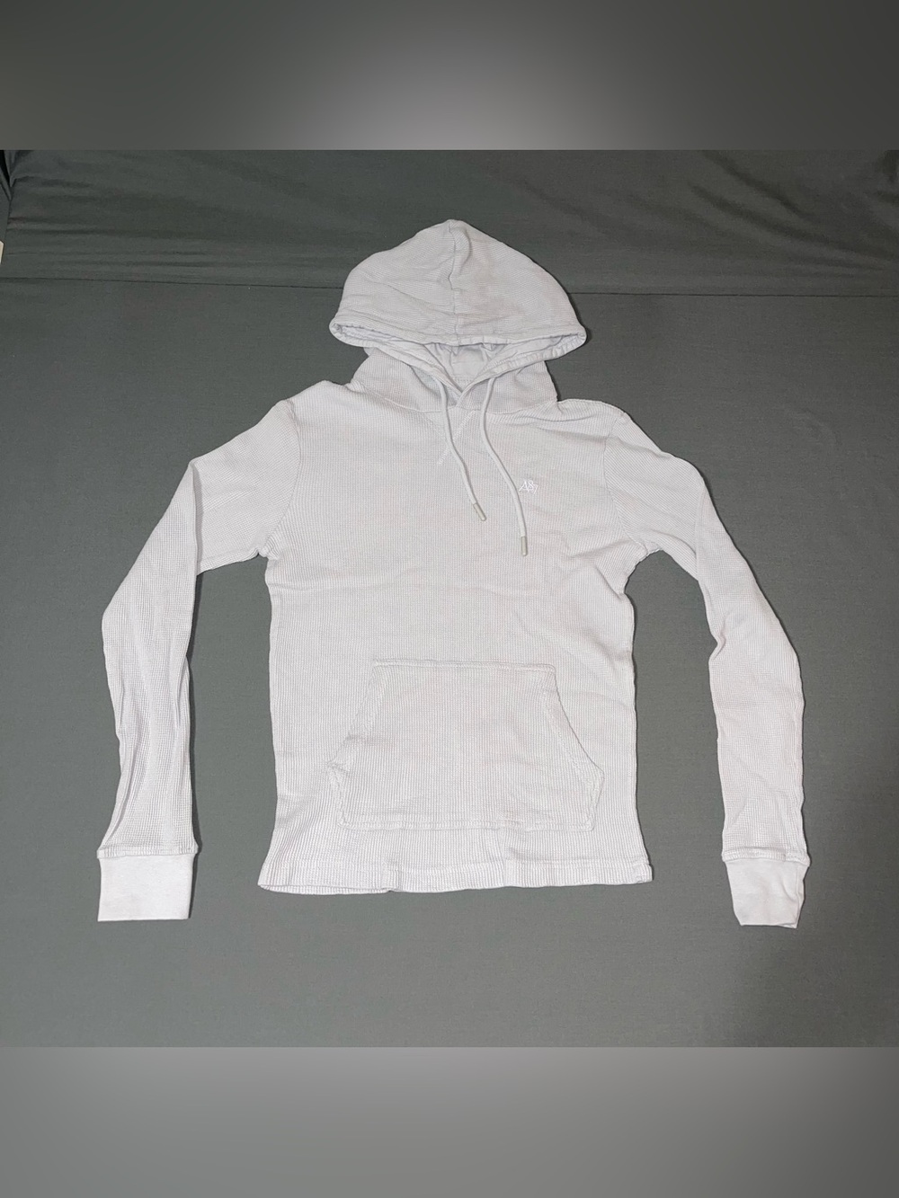 Aeropostale Light Gray Waffle Knit Hoodie Men’s Size Small 100% Cotton